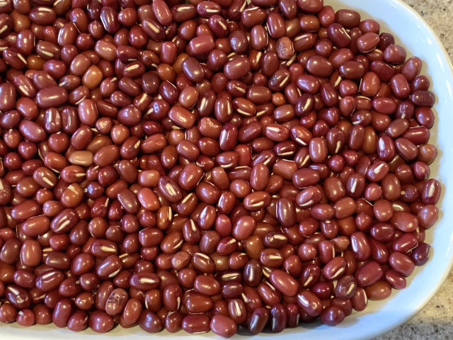 Red azuki beans used to make anko, the sweet bean paste associated with ohagi