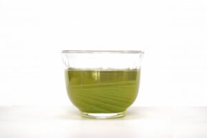Cup of deep-steamed sencha with opaque, vivid green color