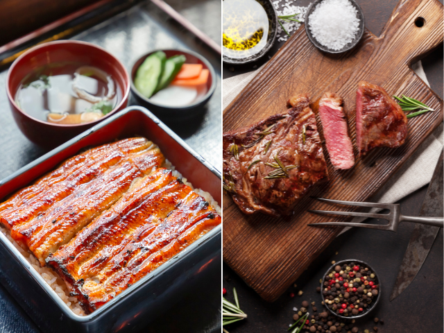 Unagi kabayaki and steak as examples of rich foods to pair with a stronger brew of fukamushi-cha