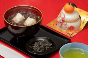 alt="Ozoni, a traditional Japanese New Year soup with mochi and vegetables, with many regional variations"
