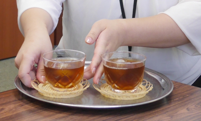 Cold tea being served to guests in everyday Japan