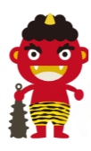 Red oni holding an iron club and wearing tiger-skin pants, symbolizing greed and overwhelming desire in Japanese folk belief