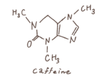 Simple graphic illustration representing caffeine in green tea