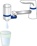 Filtered tap water being poured into a glass