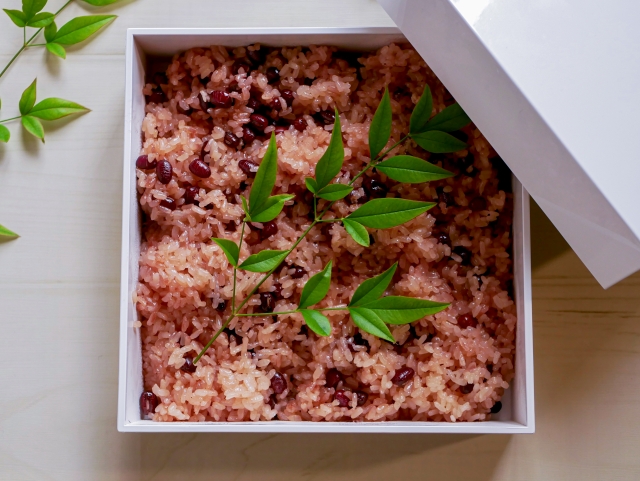 Sekihan prepared as a return gift after a Japanese funeral, marking the end of the mourning period