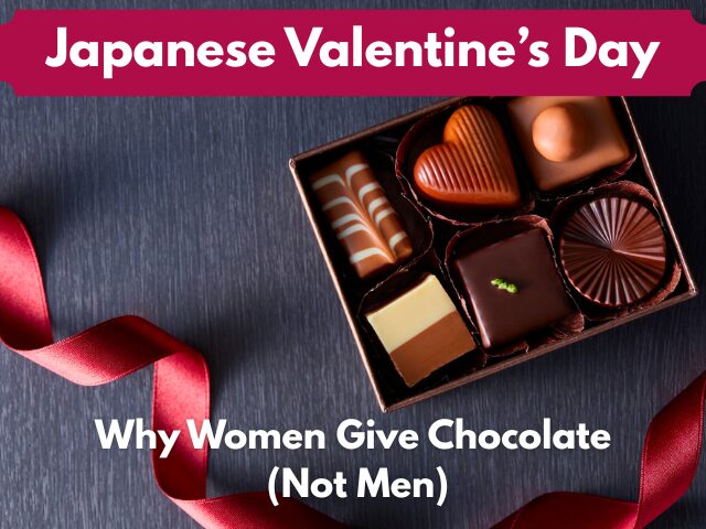 Box of assorted chocolates representing Japanese Valentine’s Day, where women give chocolate to men