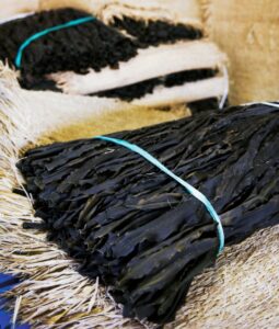 bundles of dried kombu stored for aging