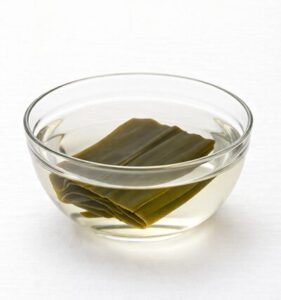 kombu soaking in water to begin making kombu dashi