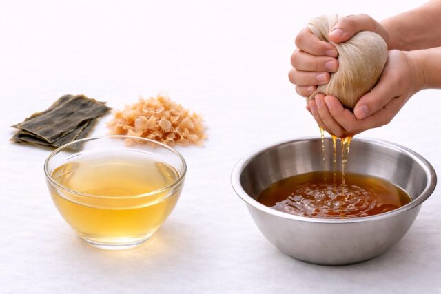 Niban dashi is made by simmering the ingredients again to extract deeper remaining flavor.