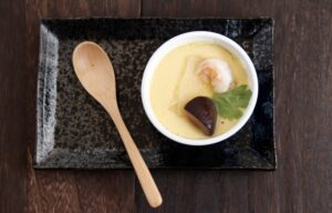 Japanese chawanmushi egg custard flavored with ichiban dashi
