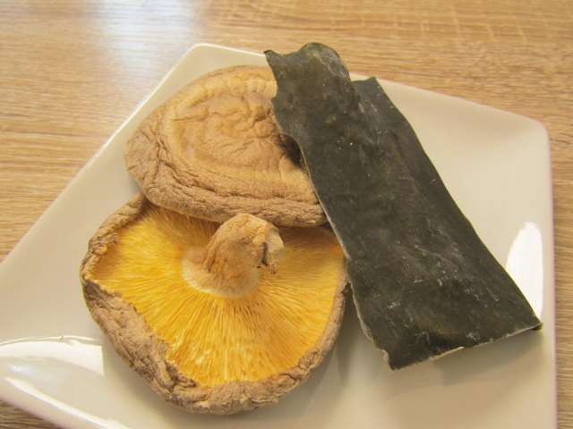 Donko dried shiitake and kombu seaweed, two key ingredients used to create umami-rich Japanese dashi