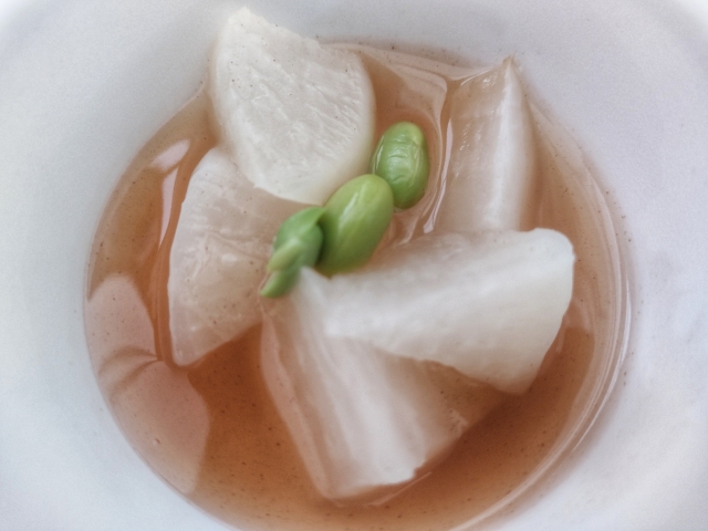 Japanese simmered turnip dish cooked in light dashi broth