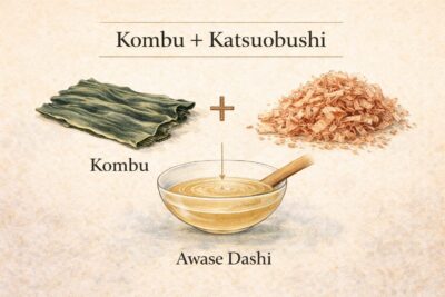 kombu and katsuobushi used to make classic awase dashi