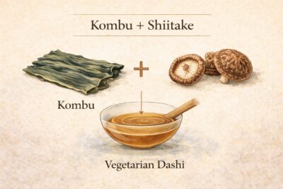 kombu and dried shiitake for vegetarian dashi