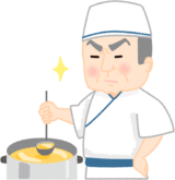 illustration of a Japanese cook tasting dashi