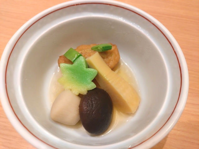 Japanese simmered vegetables served in a light dashi-based broth