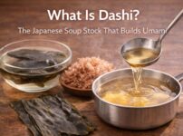 Japanese dashi soup stock made from kombu and katsuobushi, the foundation of umami in Japanese cooking