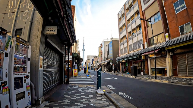 Clean urban street in Tokyo with no visible litter