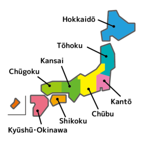Map of Japan showing regional naming differences between niboshi and iriko