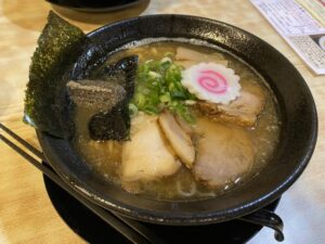 Ramen with a niboshi-based broth showing the strong flavor of dried sardine dashi