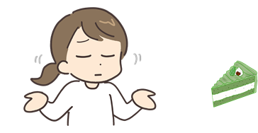 Illustration of a person reacting to unbalanced matcha dessert