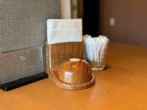 Table call button placed on a restaurant table in Japan