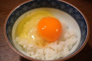 Tamago kake gohan, a simple Japanese breakfast of raw egg mixed into hot rice.