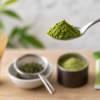 Four forms of Japanese green tea: matcha, konacha, powdered green tea, and instant green tea