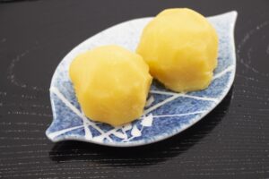 Kuri-an sweet chestnut paste served on a small plate