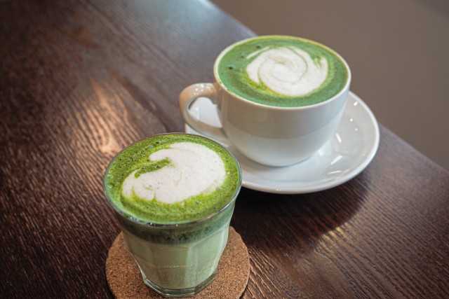 Matcha lattes showing how matcha is used differently from traditional whisked tea