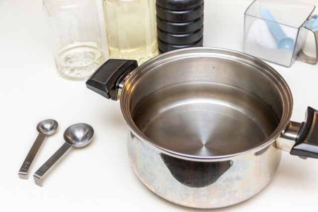 Sake, mirin, and soy sauce prepared for Japanese cooking