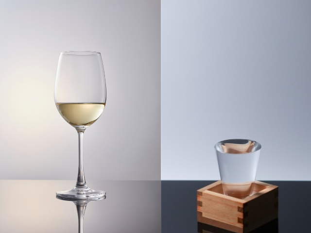White wine and Japanese sake compared side by side